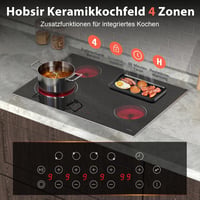 Hobsir 77 cm-es üvegkerámia főzőlap 4 égővel, érintésvezérlés, 6600W 3