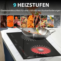 Hobsir hob Üvegkerámia Főzőlap 2 Égővel 3200W Beépíthető Asztalra Szerelhető - 60CM-602SGB1 5