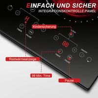 Hobsir Üvegkerámia Főzőlap 2 Zónás 30cm 3000W Érintésvezérlés 7