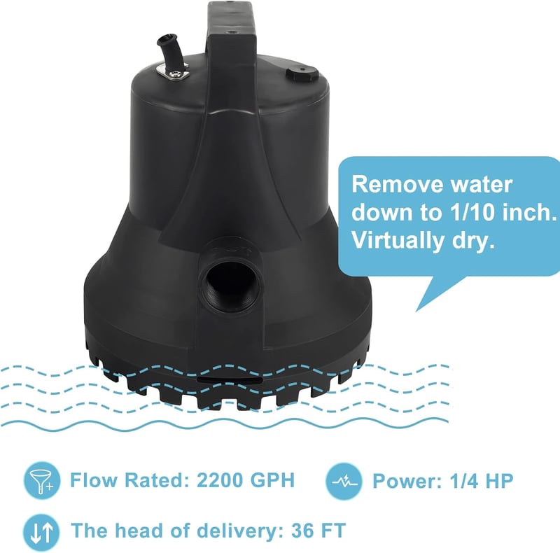HOCANFLO 400W Automata Szennyvízszivattyú - 8000L/h Teljesítmény, 11m Emelőmagasság, Merülőszivattyú Kerti Öntözéshez, Fekete