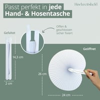 Evantai de Nuntă HOCHZEITSHELD - Evantai Manual Alb pentru Răcorirea Invitaților, pentru Nuntă de Vară 4