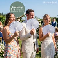 Evantai de Nuntă HOCHZEITSHELD - Evantai Manual Alb pentru Răcorirea Invitaților, pentru Nuntă de Vară 6