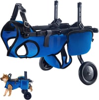 Hocomay hátsó lábas kerekesszék kutyáknak 4-9 kg, állítható kerekek vizelet és ürülékzsákkal, légáteresztő háló, kék 1