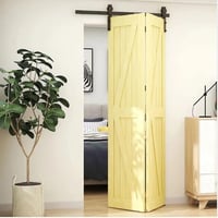 Hoconnie 9 láb 274 cm kétajtós bi-folding toló barn ajtó vasalat készlet sínekkel helytakarékos 2 ajtóhoz 1