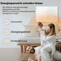 Hocosyme infracrveni stakleni grijaći panel 300W, pametno električno grijanje za zidnu montažu s termostatom i WiFi-jem, zaštita od pregrijavanja, TÜV certificirano, 1-10 m², bijeli 5