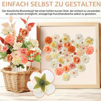 HOCUCHELAND 40 ks umelé kvety na tvorenie, súprava 10 štýlov mini plastových hlavičiek ruží, 2 – 5 cm, na svadobné a DIY dekorácie, scrapbooking, oranžové 5