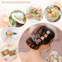 HOCUCHELAND 40 ks umelé kvety na tvorenie, súprava 10 štýlov mini plastových hlavičiek ruží, 2 – 5 cm, na svadobné a DIY dekorácie, scrapbooking, oranžové 7