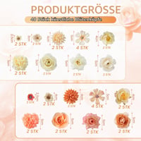 HOCUCHELAND 40 ks umelé kvety na tvorenie, súprava 10 štýlov mini plastových hlavičiek ruží, 2 – 5 cm, na svadobné a DIY dekorácie, scrapbooking, oranžové 2