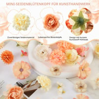HOCUCHELAND 40 ks umelé kvety na tvorenie, súprava 10 štýlov mini plastových hlavičiek ruží, 2 – 5 cm, na svadobné a DIY dekorácie, scrapbooking, oranžové 3