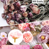 HOCUCHELAND Umelé kvety hlavičky 40 ks, 9 štýlov mini hodvábnych kvetov na dekoráciu, umelé kvetinové hlavičky na svadbu, domáce DIY tvorenie a scrapbooking 4