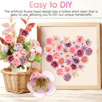 HOCUCHELAND Umelé kvety hlavičky 40 ks, 9 štýlov mini hodvábnych kvetov na dekoráciu, umelé kvetinové hlavičky na svadbu, domáce DIY tvorenie a scrapbooking 5