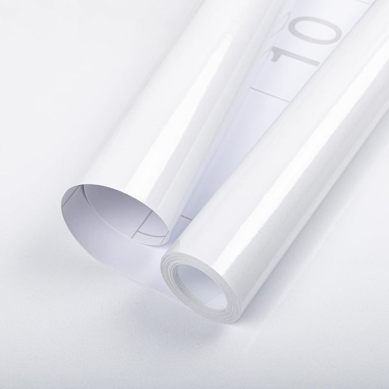 Hode Öntapadós Bútorfólia - Fehér Csillogó PVC Dekorációs Tapéta Konyhába, Vízálló Falmatrica, Könnyen Tisztítható Bútorvédő Fólia 300x30cm