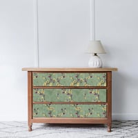 Hode Öntapadós Tapéta Zöld Virágmintával 44cm×3m - Vintage Bútor Fólia Szekrényekhez, Vízlepergető, Eltávolítható PVC Dekoráció 3
