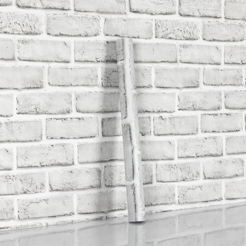 Hode Öntapadós tapétafólia tégla kőhatás mintával, fehér, vízálló, 90 x 600 cm, bútor és fal dekorációhoz