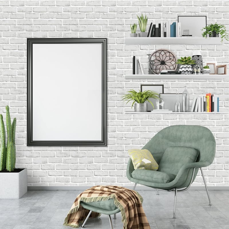 Hode Öntapadós tapétafólia tégla kőhatás mintával, fehér, vízálló, 90 x 600 cm, bútor és fal dekorációhoz
