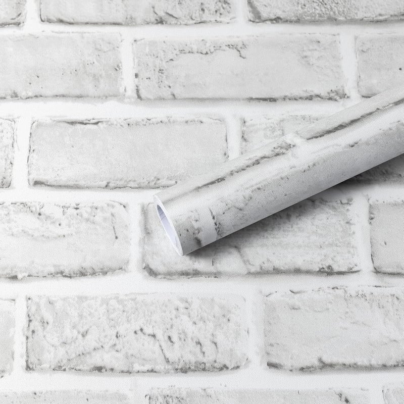 Hode Öntapadós tapétafólia tégla kőhatás mintával, fehér, vízálló, 90 x 600 cm, bútor és fal dekorációhoz
