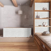 Hode Öntapadós tapétafólia tégla kőhatás mintával, fehér, vízálló, 90 x 600 cm, bútor és fal dekorációhoz 7
