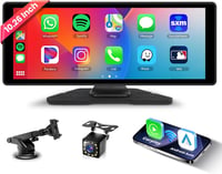 Hodozzy 10.26" Hordozható Autórádió Vezeték Nélküli CarPlay és Android Auto Támogatással, IPS Érintőképernyővel és Tolatókamerával 1