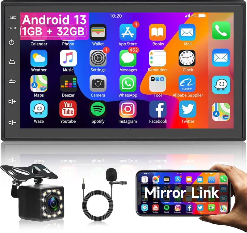 Hodozzy 7" Android Autórádió GPS Navigációval, Bluetooth, WiFi, Tükörlink