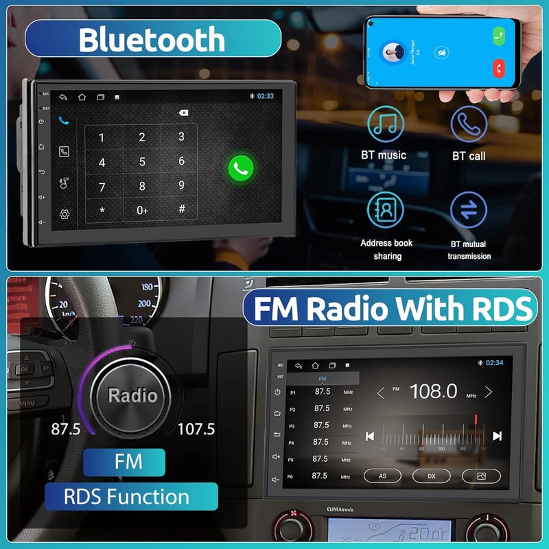 Hodozzy 7" Android Autórádió GPS Navigációval, Bluetooth, WiFi, Tükörlink