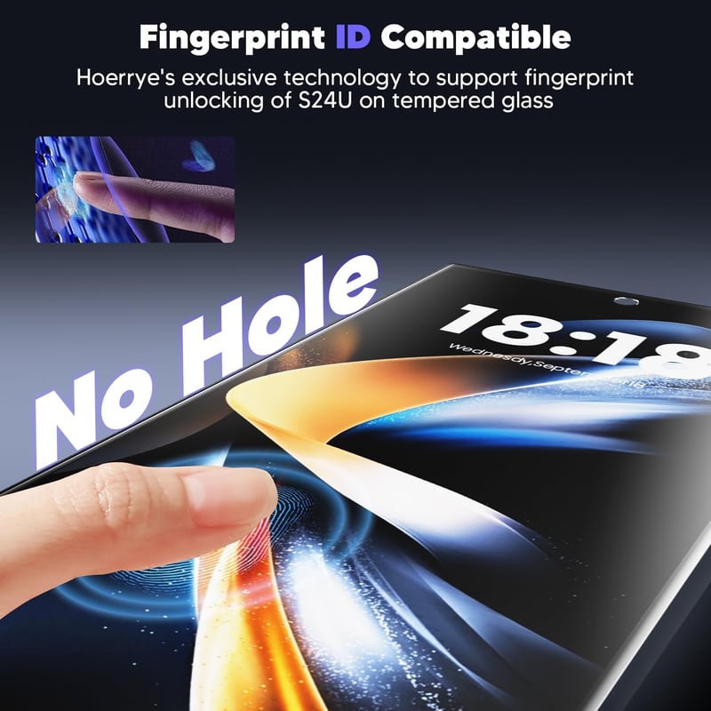 Hoerrye Samsung Galaxy S24 Ultra Ujjlenyomat Kompatibilis Adatvédelmi Üvegfólia 9H, 2db