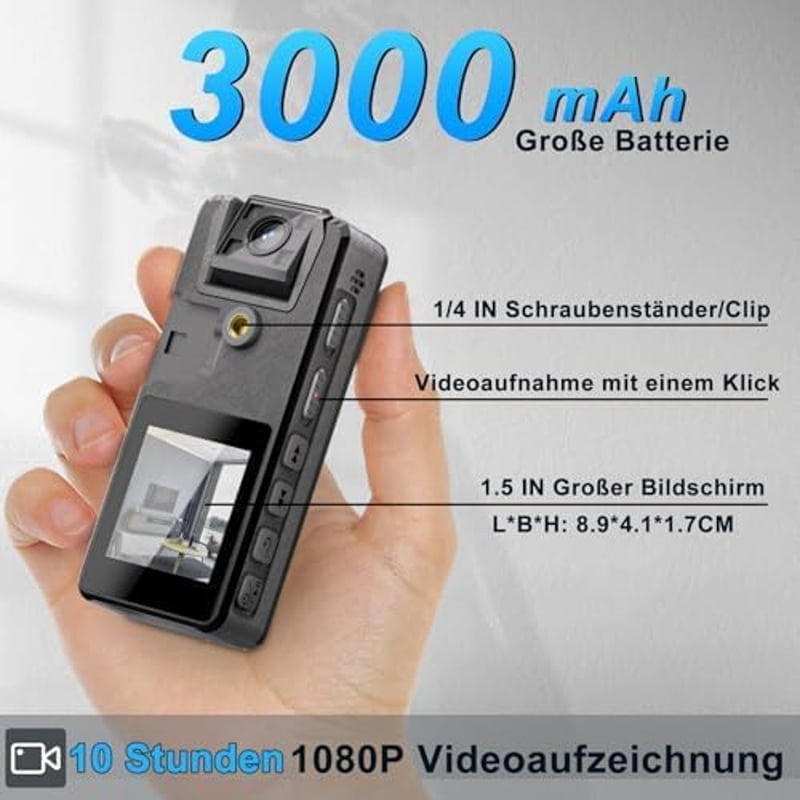 Hoestr 1296P HD testkamera IR éjjellátóval 180° forgó lencsével 64GB
