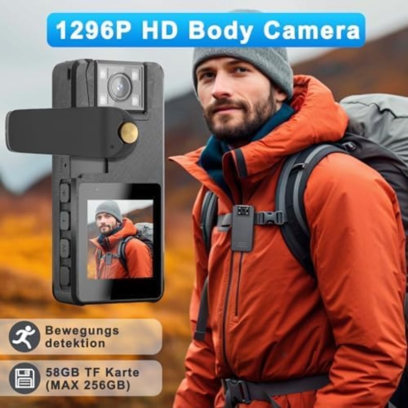 Hoestr 1296P HD testkamera IR éjjellátóval 180° forgó lencsével 64GB