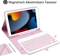 Hofsos iPad 10.2" Billentyűzetes Tok QWERTZ Mágneses Ceruza Tartóval Rózsaszín 4
