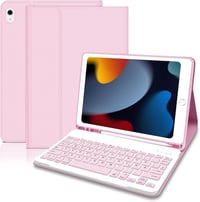 Hofsos iPad 10.2" Billentyűzetes Tok QWERTZ Mágneses Ceruza Tartóval Rózsaszín 1