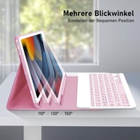 Hofsos iPad 10.2" Billentyűzetes Tok QWERTZ Mágneses Ceruza Tartóval Rózsaszín 5