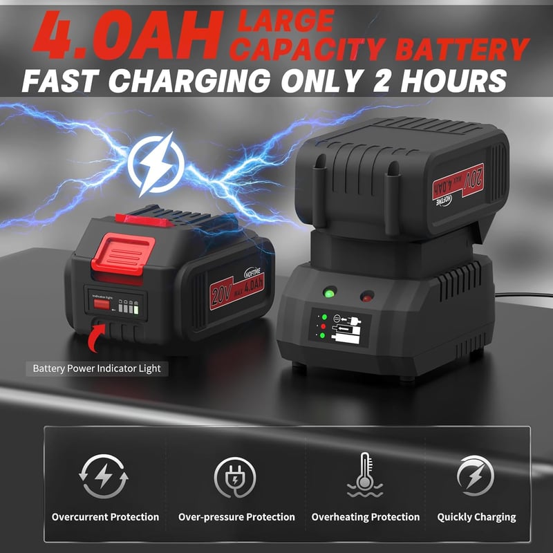 HOFTME Akkus Ütvecsavarozó 1/2" 700Nm Brushless 20V Lítium Akkumulátor Piros
