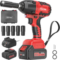 HOFTME Akkus Ütvecsavarozó 1/2" 700Nm Brushless 20V Lítium Akkumulátor Piros 1