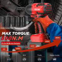 HOFTME Akkus Ütvecsavarozó 1/2" 700Nm Brushless 20V Lítium Akkumulátor Piros 4
