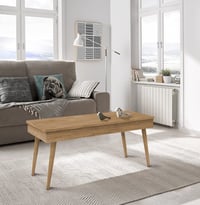 HOGAR24 ES Podesivi stolić za kavu, vintage dizajn, prirodno puno drvo, ručni rad, 100 x 50 x 47 cm 5