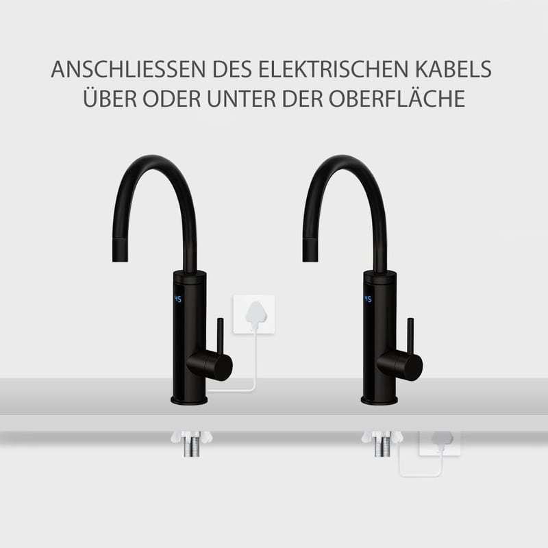 HOGART Elektromos Csap Azonnali Vízfűtéssel 230V Konyha Fürdőszoba Kerti Használatra