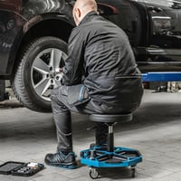 Högert Technik radionička stolica na kotačima s podesivom visinom, nosivost 140 kg, plava, okretna stolica za radionicu 2