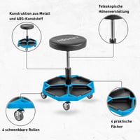 Högert Technik radionička stolica na kotačima s podesivom visinom, nosivost 140 kg, plava, okretna stolica za radionicu 8