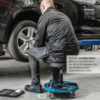 Högert Technik radionička stolica na kotačima s podesivom visinom, nosivost 140 kg, plava, okretna stolica za radionicu 4