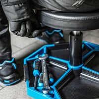 Högert Technik radionička stolica na kotačima s podesivom visinom, nosivost 140 kg, plava, okretna stolica za radionicu 9