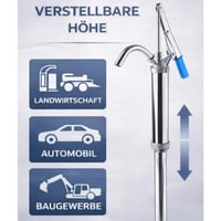 Högert Technik Ručna pumpa za bačve – zapremina hoda 400 ml – teleskopska 45-90 cm – 18 l/min – za ulje, maziva, benzin – za bačve od 50-200 l 3