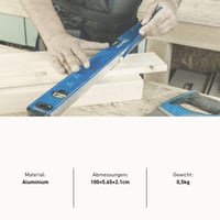 Högert Technik HT4M010 alumínium vízmérték 100 cm, 3 libellával (0°/45°/90°), ütéscsillapító végsapkákkal, 100x5,65x2,1 cm 7