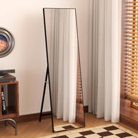 Hoikwo 140x41 cm Álló Tükör Teljes Alakos, Fekete Kerettel - Fali Függeszthető vagy Támasztható Tükör Hálószobába, Nappaliba, Előszobába 3