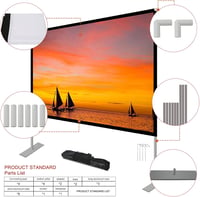 HOIN 100 Hüvelykes Vetítővászon Állvánnyal 4K HD Hordozható Összecsukható Kültéri Beltéri - 100 Zoll 4