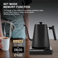 Hojocojo Elektromos Vízforraló Hőmérsékletes Kijelzővel, Gooseneck, 1L, 1200W, Fekete 3