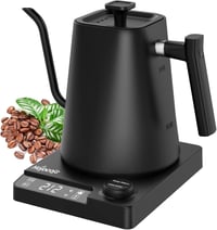 Hojocojo Elektromos Vízforraló Hőmérsékletes Kijelzővel, Gooseneck, 1L, 1200W, Fekete 1
