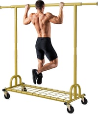 HOKEEPER Ruhaállvány Polcokkal, 200 kg Terhelhetőség, Kerekeken, Arany 1