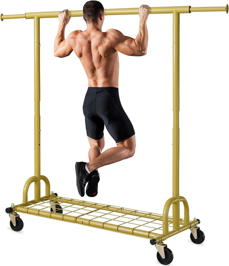 HOKEEPER Ruhaállvány Polcokkal, 200 kg Terhelhetőség, Kerekeken, Arany