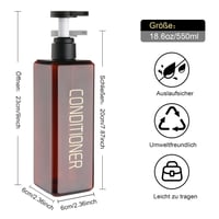 Hokretme set dozatora za šampon i regenerator, 2 komada, 550 ml, višekratne bočice s pumpicom za sapun s trajnom oznakom za kupaonicu, smeđe 2
