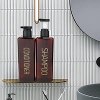 Hokretme set dozatora za šampon i regenerator, 2 komada, 550 ml, višekratne bočice s pumpicom za sapun s trajnom oznakom za kupaonicu, smeđe 3