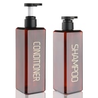 Hokretme set dozatora za šampon i regenerator, 2 komada, 550 ml, višekratne bočice s pumpicom za sapun s trajnom oznakom za kupaonicu, smeđe 1